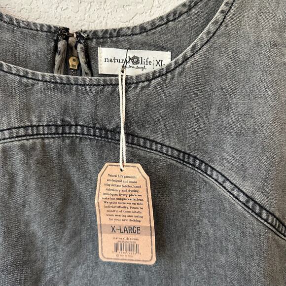 NATURAL LIFE JJ Jumper Dress Gray Denim Sleeveless Mini Frayed NWT - Picture 8 of 12